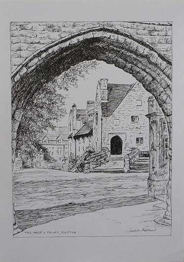 Arch and Priory Repton - image 9.5 x 7 inches on thin white card 11.75 x 8.25 inches (A4 size)